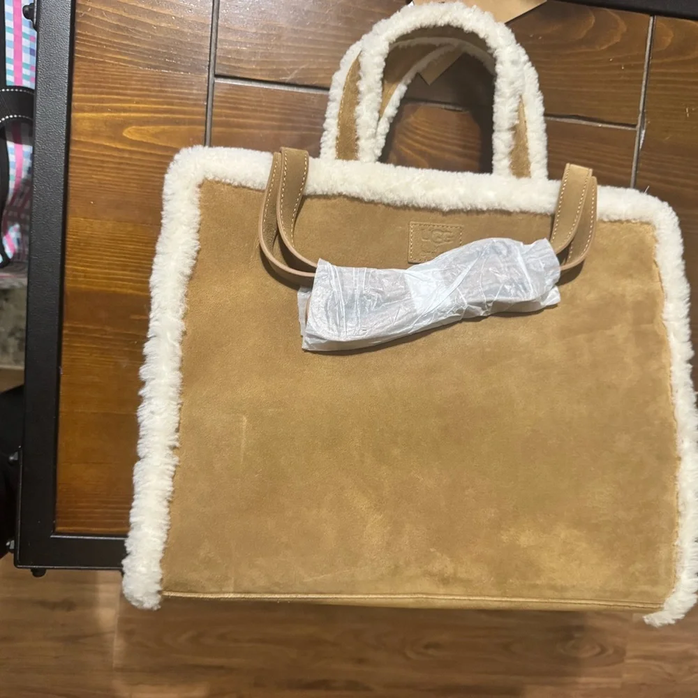 Telfar UGG Tan and Cream Shearling Tote